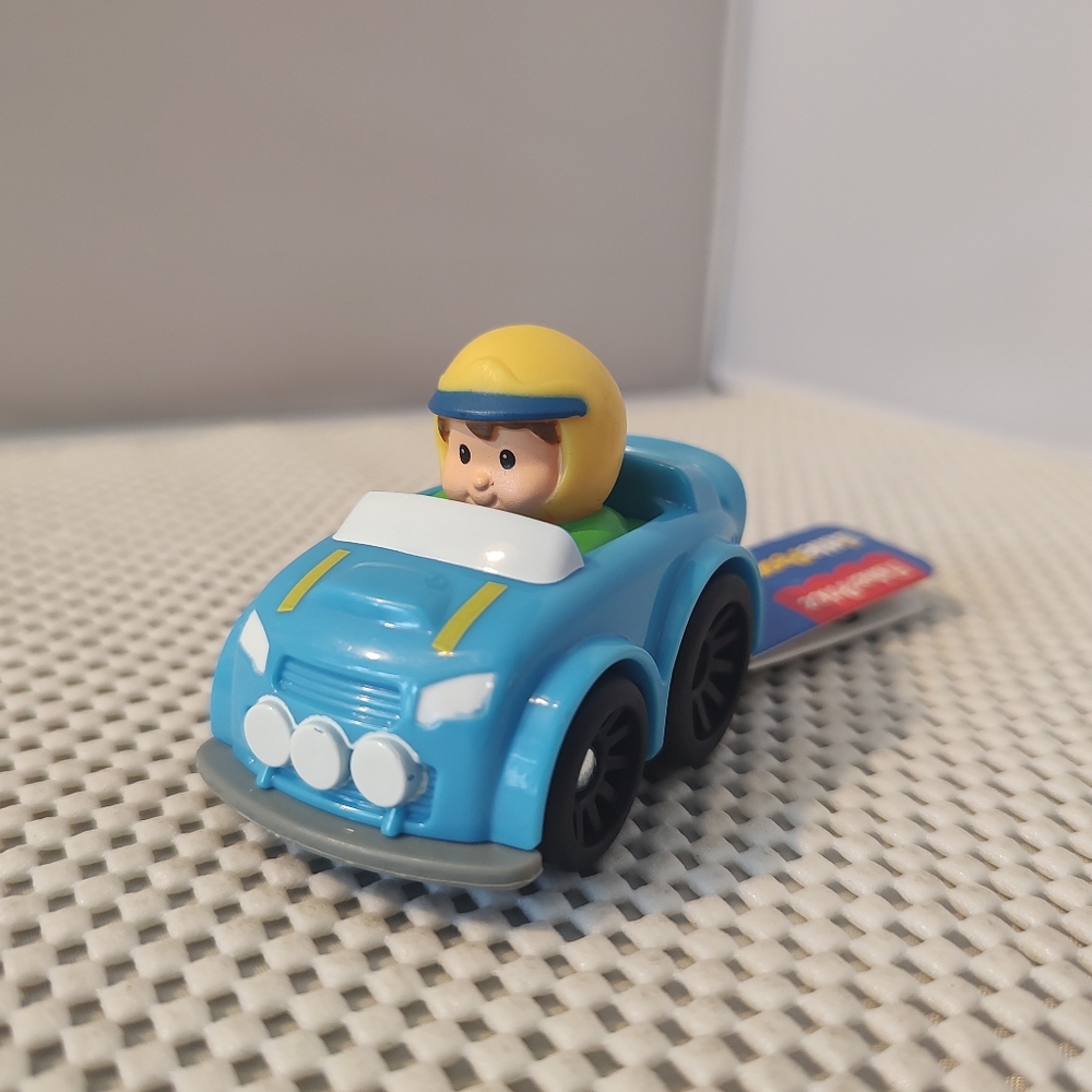 Little People Wheelies Rally Car Blue NWT 2012 Mattel Fisher Price
